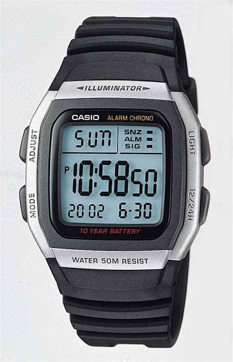 Casio Men S Black And Silver Sport Digital Watch With Resin Strap W96H