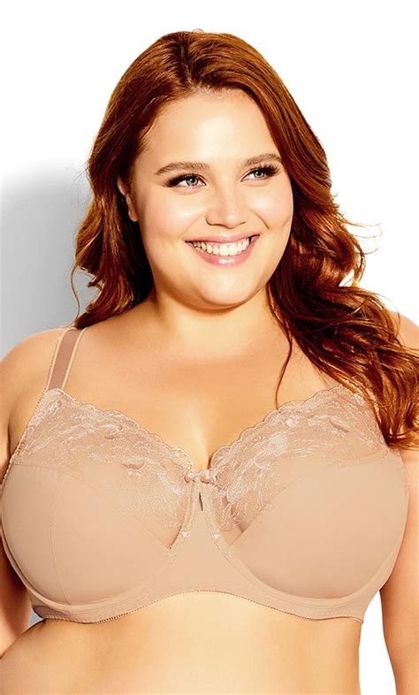 Evans Nude Embroidered Full Support Underwired Bra Evans