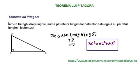Clasa A Vii A Teorema Lui Pitagora Reciproca Teoremei Lui Pitagora