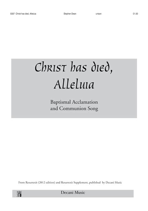 Christ Has Died Alleluia 0337 Decani