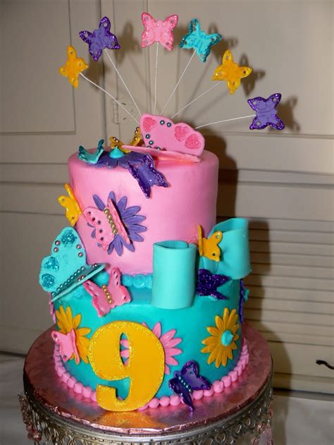 Birthdays are some of the most important days of the year and they are often the best chance for a. Julie's 9th Birthday Cake - with fondant butterflies ...
