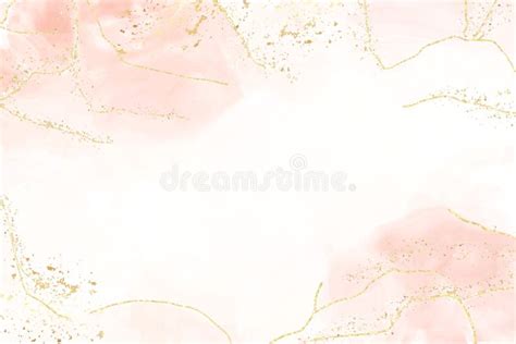 Abstract Dusty Blush Liquid Watercolor Background With Golden Cracks