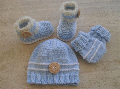Instant Download Knitting Pattern Baby Boys Booties Hat
