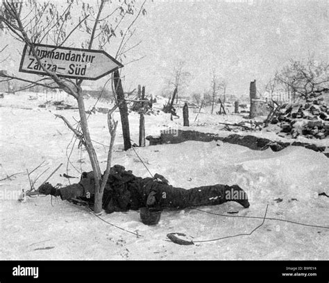 The Corpse Of A German Soldier On The Battlefield Of Stalingrad Stock