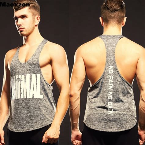 Maoxzon Mens Loose Athleisure Fitness Tank Tops Male Letter Print