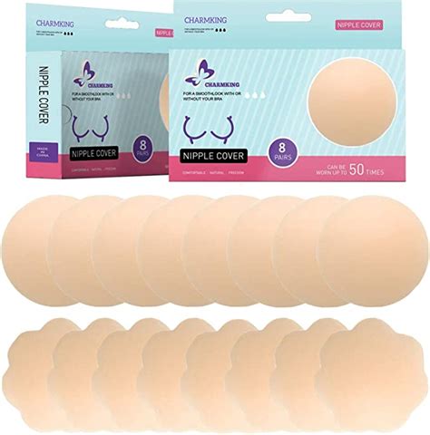 8 Pairs Womens Reusable Adhesive Nipple Covers Invisible Round Silicone