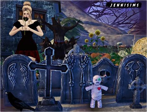 Jennisims Downloads Sims 4salem Cemetery 9itemscrossvoodoo Doll