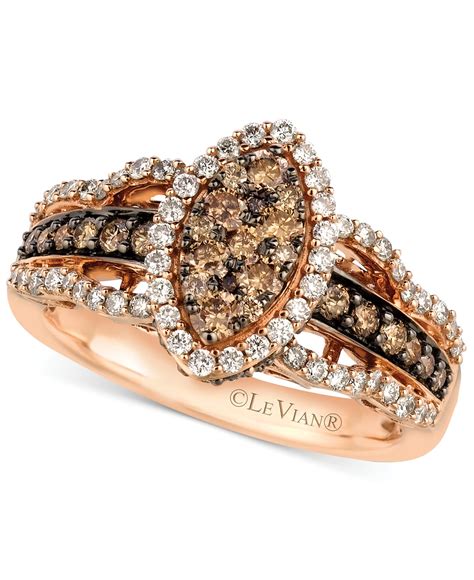 Le Vian White And Chocolate Diamond Ring In 14k Rose Gold 1 14 Ct Tw In White Lyst