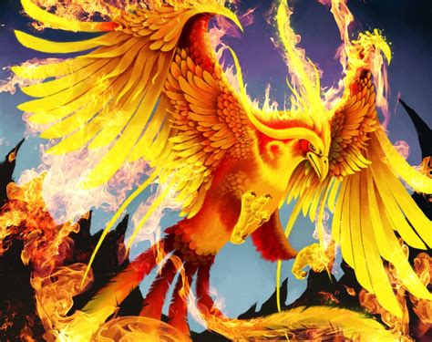 Magical animals Birds Fire phoenix Fantasy wallpaper ...
