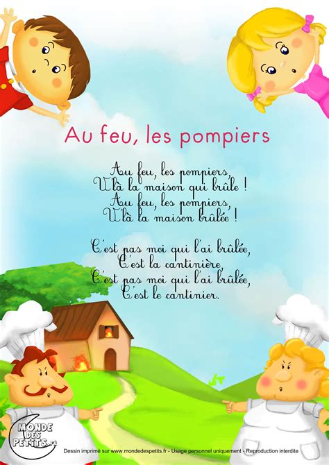 Parolesau Feu Les Pompiers Comptines Comptines Paroles Chansons