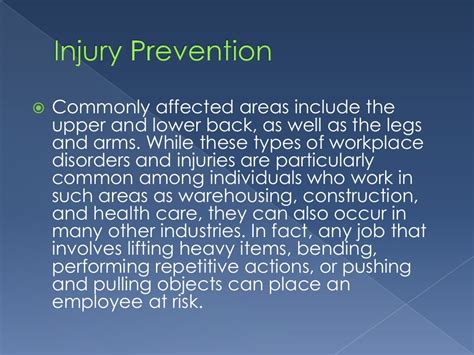 Musculoskeletal Injury Prevention In The Workplace