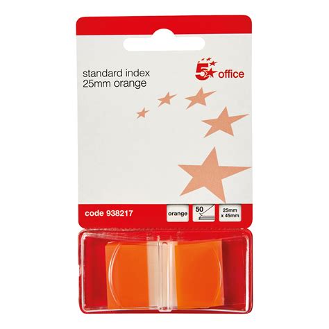 5 Star Office Standard Index Flags 50 Sheets Per Pad 25x45mm Orange