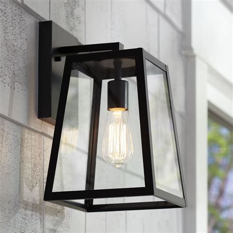 John Timberland Modern Outdoor Wall Light Fixture Black 13 Clear Glass Edison Style Bulb For