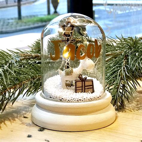 Personalised Light Up Glitter Reindeer Snow Globe By The Alphabet T