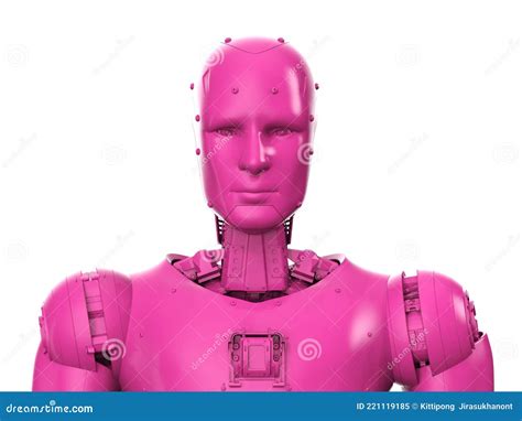 Neon Pink Ai Robot Isolated Stock Illustration Illustration Of