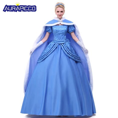 adult deluxe princess cinderella costume fairytale elegant blue princess dress classic