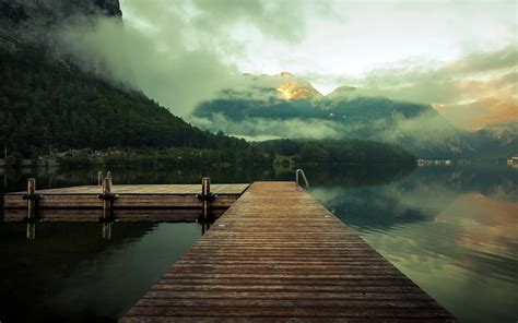 Lake Nature Mist Mountain Landscape Wallpapers Hd Desktop And