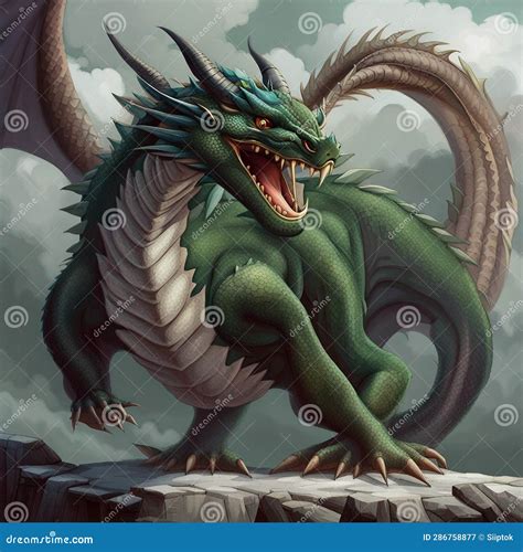 Ferocious Dragon Monster Illustration Background Stock Illustration