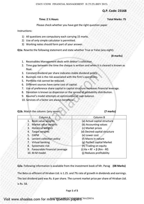 A accept (for answers correctly cued by the question, or by extra guidance). Question Paper - B.Com Accounting and Finance (BAF ...