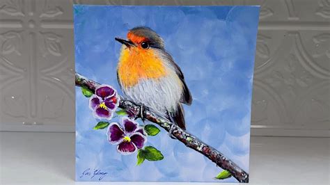 How To Paint Little Robin Acrylic Painting Tutorial ~ Step By Step