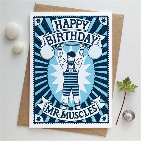 Can't find the right card for him? Muscle Man Birthday Card | Mr Muscles Card | Mens ...