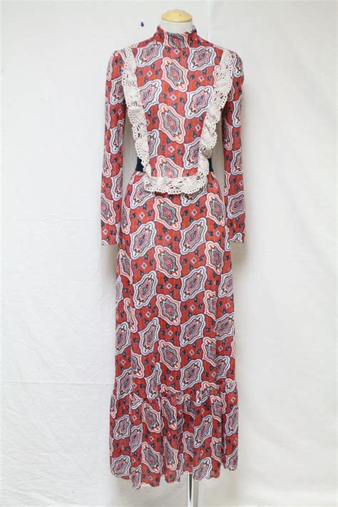 vintage 1970s psychedelic knit maxi dress