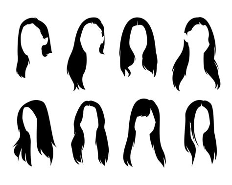 Set Of Several Woman Hair Silhouettes Concept Of Beauty Fashion