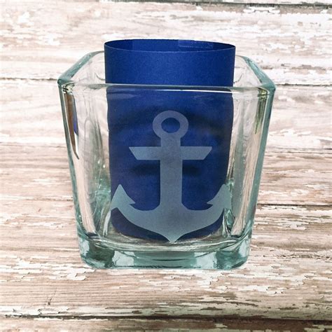 Navy Candle Holder Anchor Navy Mom Nautical Candle Holder Etsy Navy