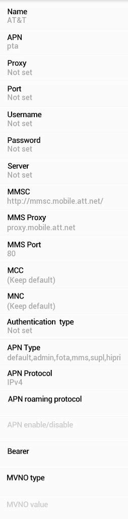 Atandt 4g Lte Apn Settings For Android Galaxy Htc 4g Lte Apn Usa