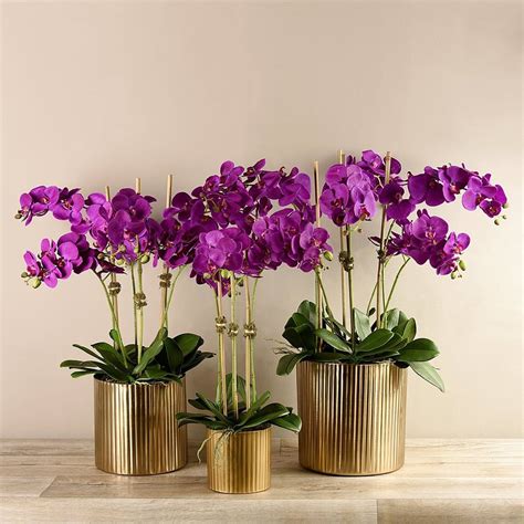 Faux Silk Large Purple Phalaenopsis Orchid Flower Arrangement Etsy In 2021 Orchid Flower