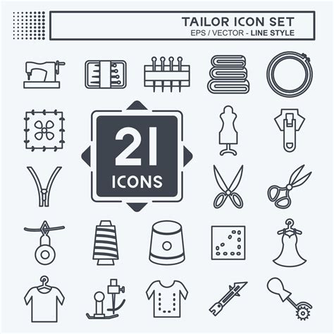 Tailor Icon Set Suitable For Tailor Symbol Line Style Simple Design