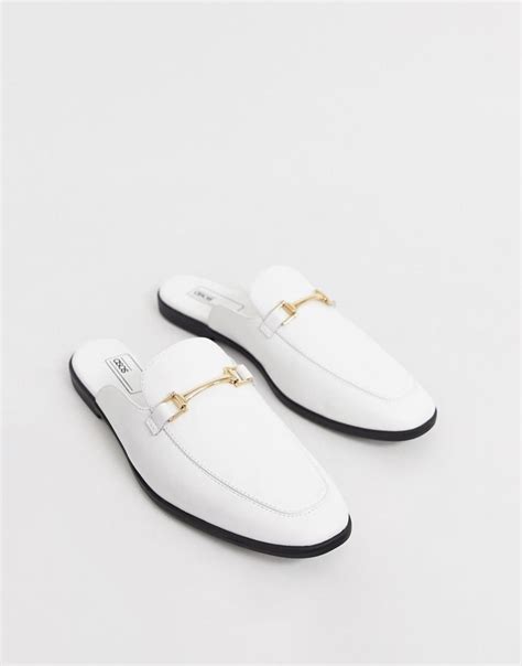 Asos Backless Mule Loafer In White Faux Leather In White For Men Lyst