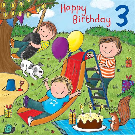 Twizler 3rd Birthday Card For Boy With Playground Age 3 Birthday Card