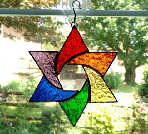 Stained Glass Star Of David Suncatcher Jewish Star Mogen David Home And Living Religious Home And