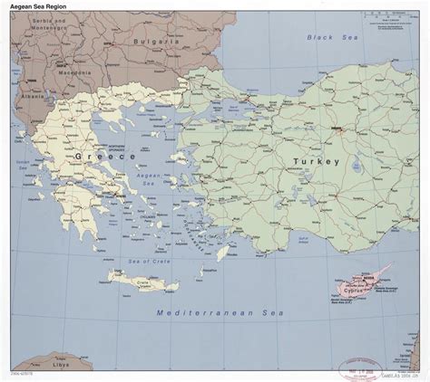 Large Scale Political Map Of Aegean Sea Region With Roads Railroads And Major Cities 2006 Small 
