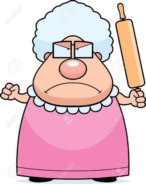 A Cartoon Grandma With An Angry Expression Cartoon Grandma Angry