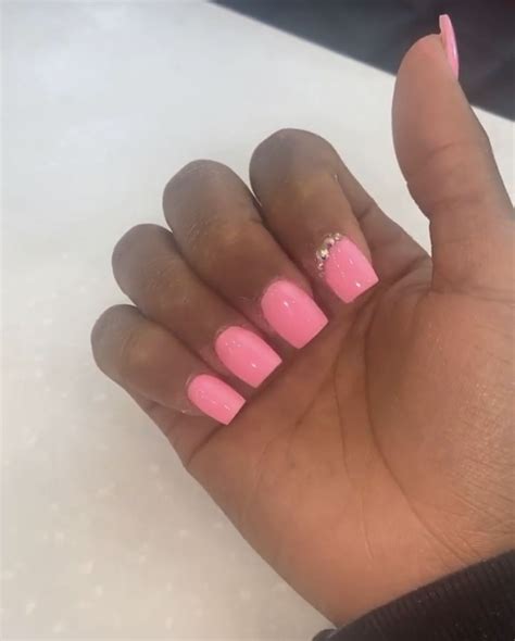 Pink Square Cute Short Acrylic Nails Meyasity