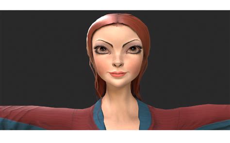 An Animated Woman With Red Hair And Brown Eyes