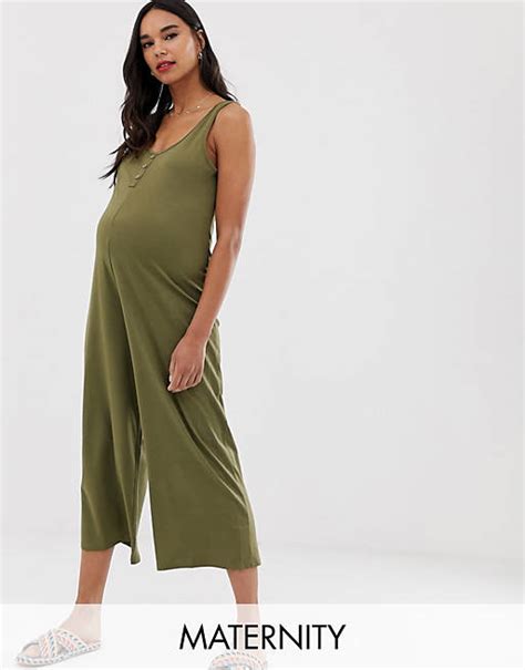 New Look Maternity Sleeveless Jersey Jumpsuit In Green Asos