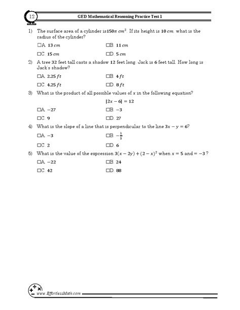 5 Ged Math Practice Tests Extra Practice To Help Achieve An Excellent