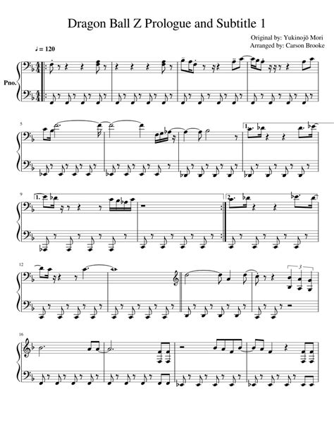 Dragon Ball Z Prologue And Subtitle 1 Sheet Music For Piano Solo Easy