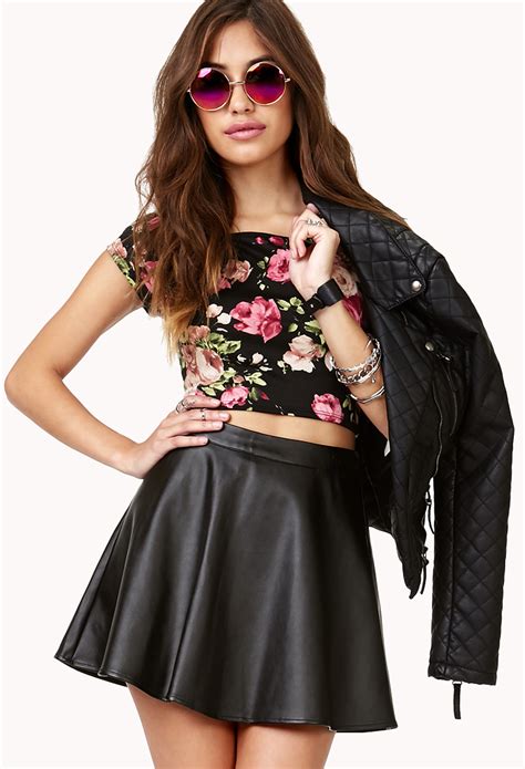 Lyst Forever 21 Sweet Rose Crop Top In Black