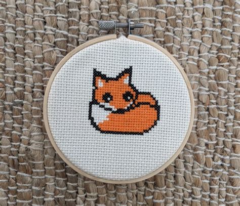 Sewing Fiber Fox Cross Stitch Pattern Cute Cross Stitch Chart Kawaii