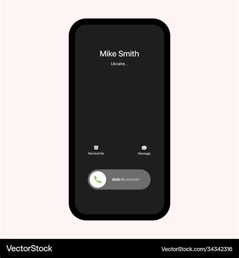 Iphone Call Screen Interface Incoming Call Slide Vector Image