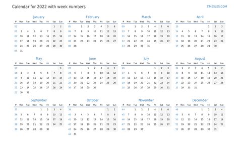 Calendar For 2022 With Weeks Print And Download Calendar