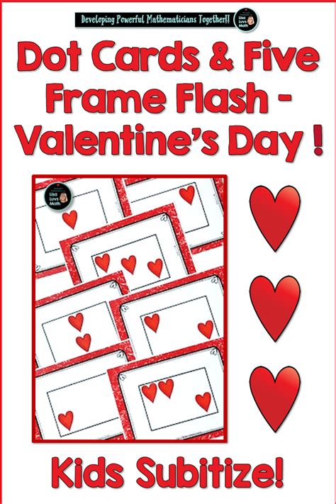 Number Sense Subitize Count Five Frame Flash Cards Valentines