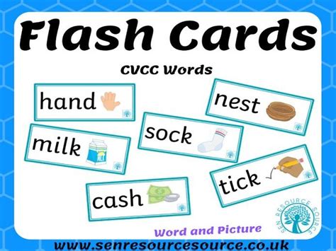Cvcc Word And Picture Flash Cards Teaching Resources