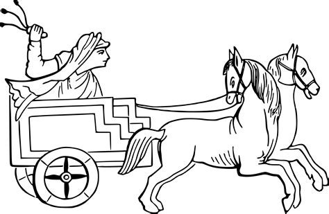 Roman Chariot Drawing Sketch Coloring Page