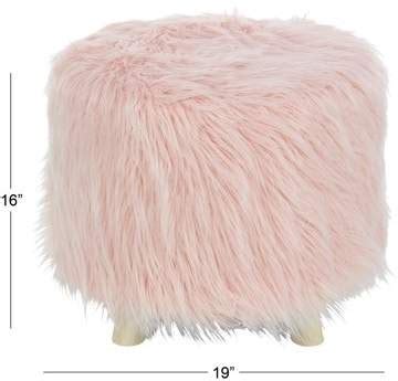 DecMode Pink Wood Contemporary Stool 16" - Walmart.com in 2021 | Fur