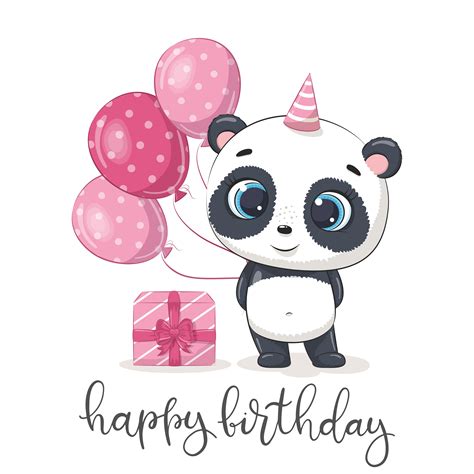 Cute Baby Panda Birthday Clipart Png Eps Girl Birthday Etsy In 2020